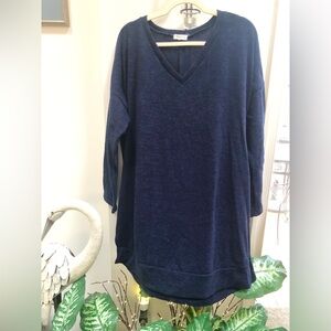 Sweet Love Navy Blue Knit Top/Dress with Side Pockets